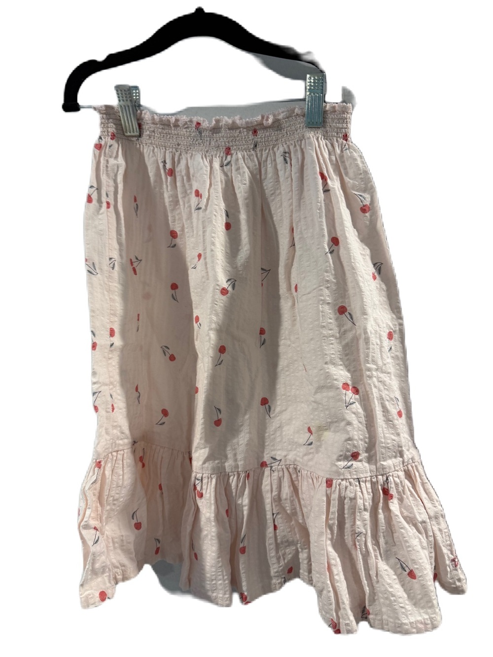 Tocoto vintage Pink Cherry-Print Maxi Skirt with Smocked Waist 10y
